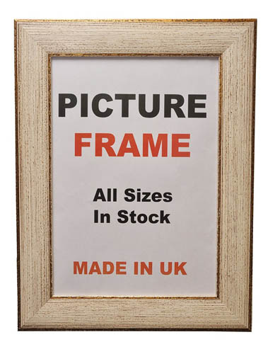 IVORY with GOLD (45MM WIDE) Wooden Picture Photo Frame ( All Sizes Available)